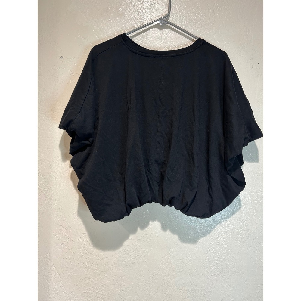 Hyfve Womens Black Bubble Hem Batwing Short Sleeve Cropped Top Size M - Picture 2 of 7